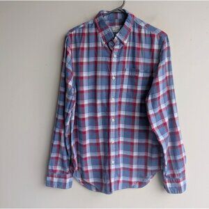 Club Monaco Cotton Men's Plaid Button Down Shirt - Blue And Red